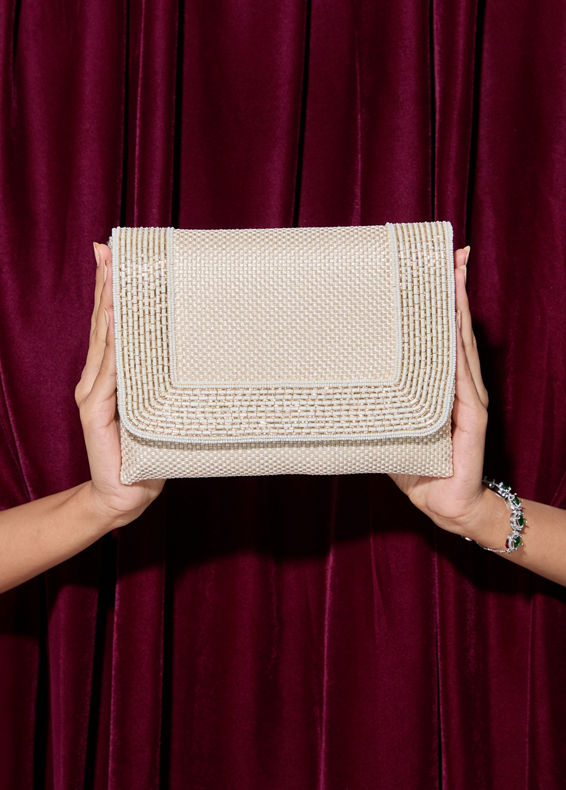Mohey Women Cream Elegance Jute Wedding Bag