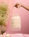 Mohey Women Elegant Cream Velvet Potli Bag