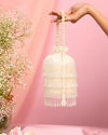 Mohey Women Elegant Cream Velvet Potli Bag