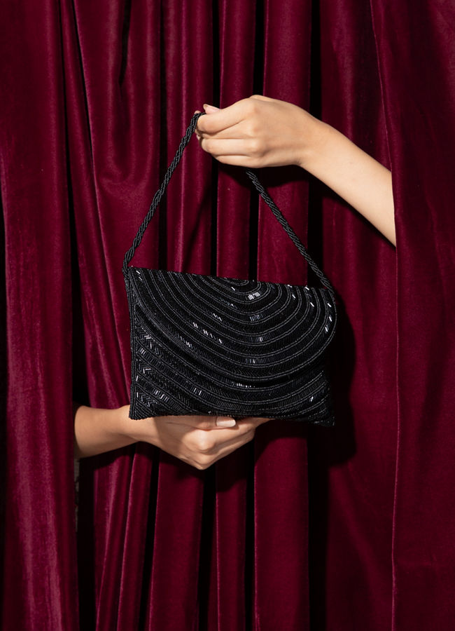 Mohey Women Chic Black Festive Envelope Bag