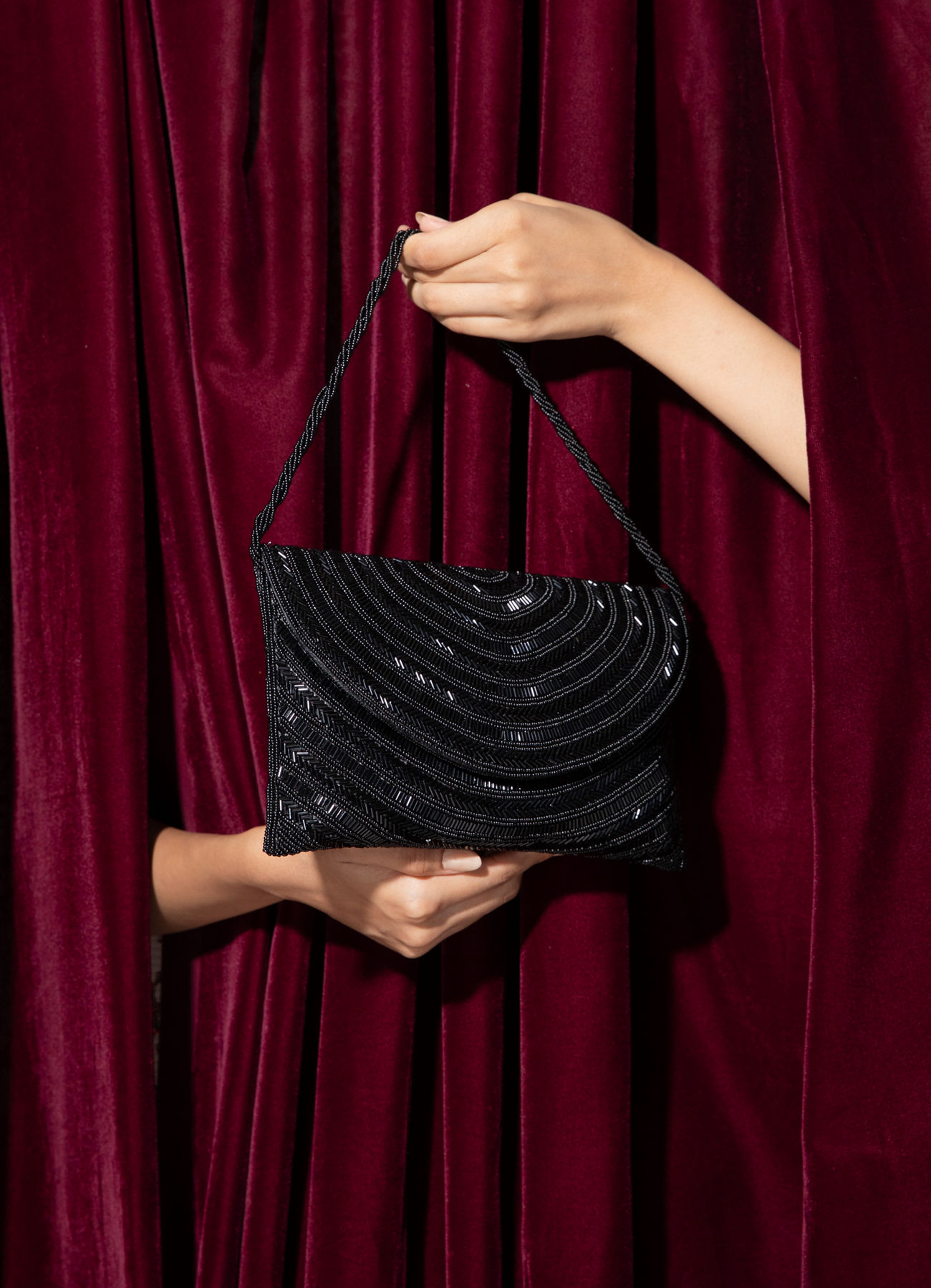 Mohey Women Chic Black Festive Envelope Bag