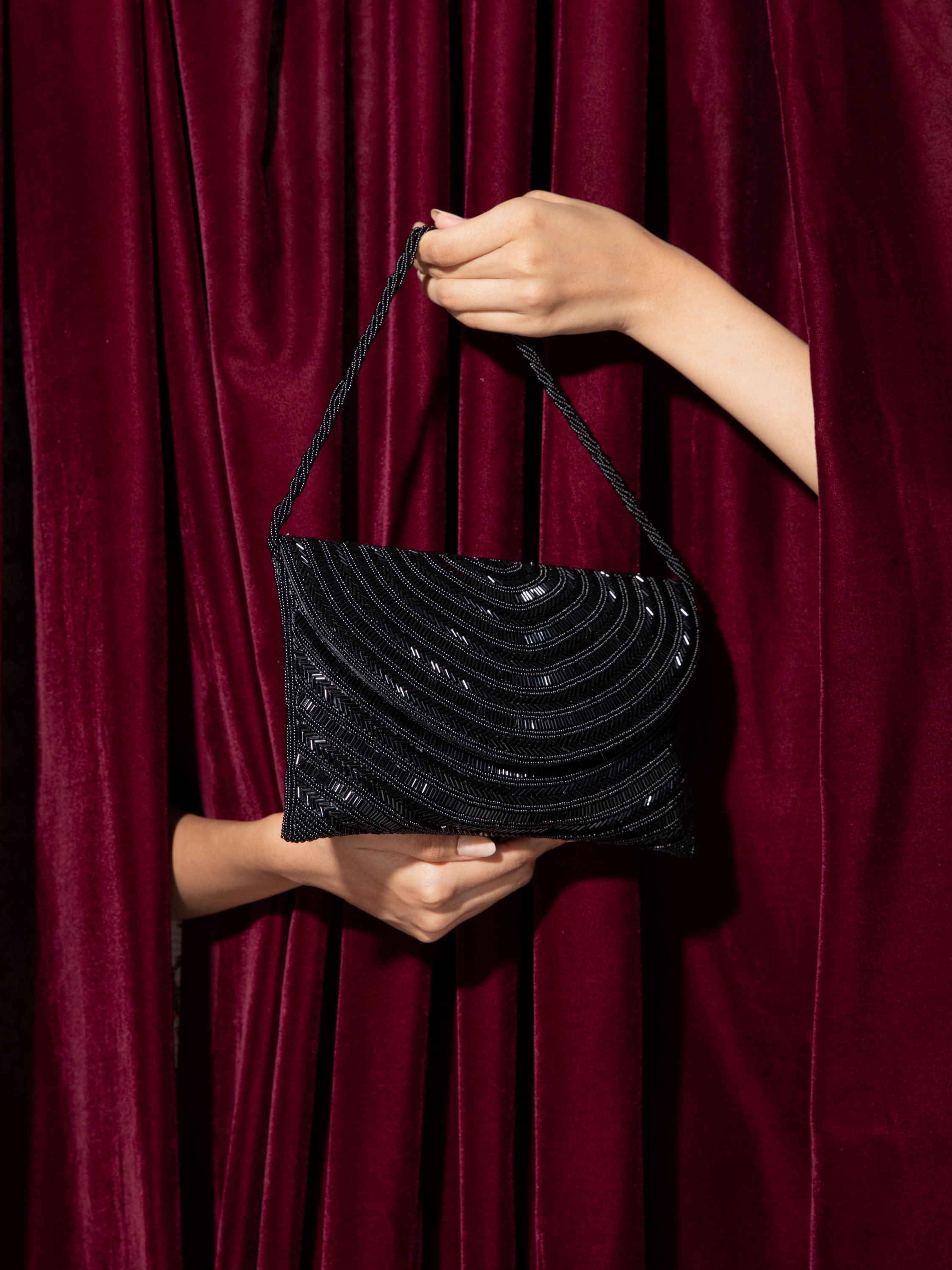 Mohey Women Chic Black Festive Envelope Bag