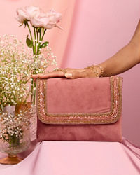 Mohey Women Velvet Purple Glamour Envelope Bag