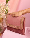 Mohey Women Velvet Purple Glamour Envelope Bag