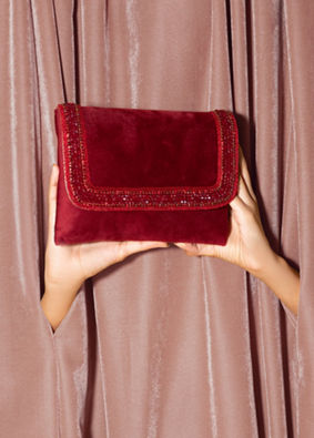 Mohey Women Regal Red Velvet Envelope Bag