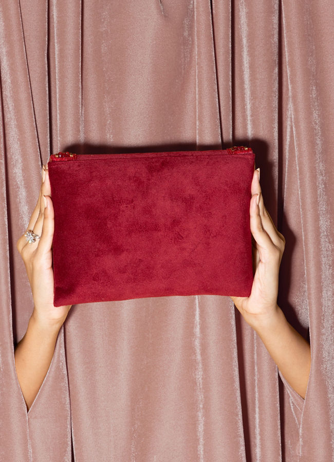 Mohey Women Regal Red Velvet Envelope Bag