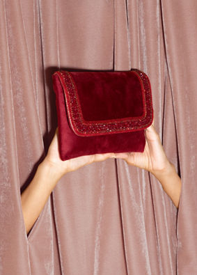 Mohey Women Regal Red Velvet Envelope Bag