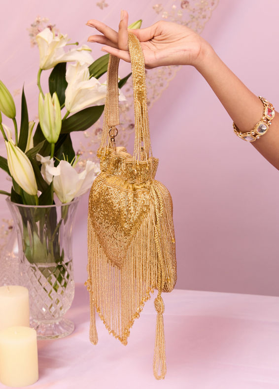 Mohey Women Elegant Gold Festive Bag