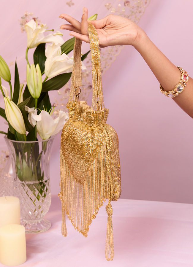 Mohey Women Elegant Gold Festive Bag