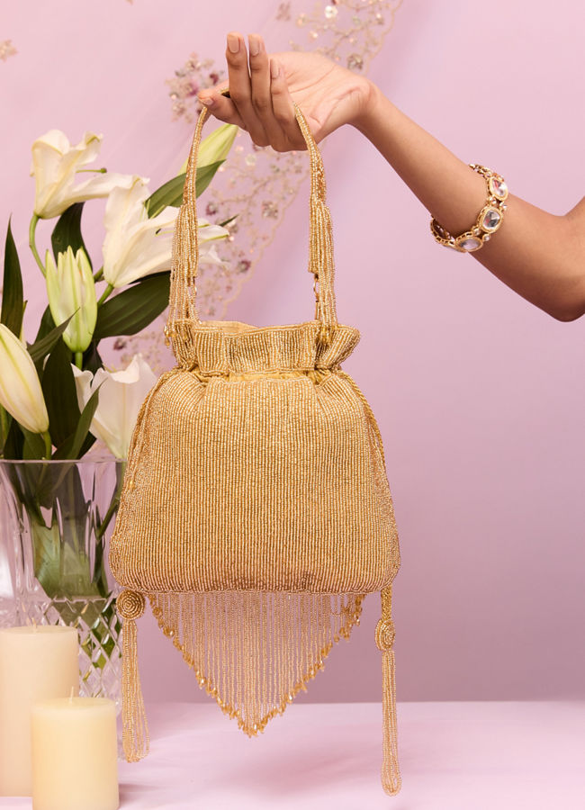 Mohey Women Elegant Gold Festive Bag