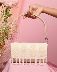 Mohey Women Elegant Cream Silk Celebration Bag