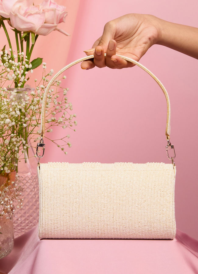 Mohey Women Elegant Cream Silk Celebration Bag