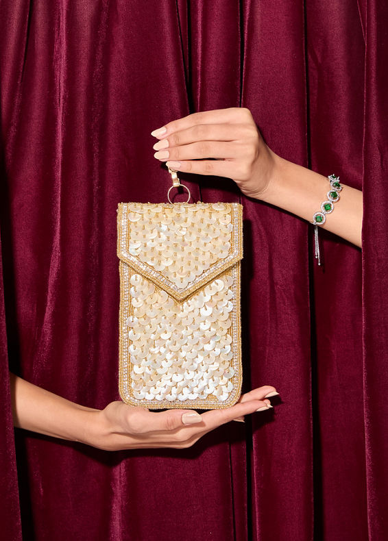 Mohey Women Glistening Gold Festive Bag