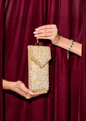 Mohey Women Glistening Gold Festive Bag