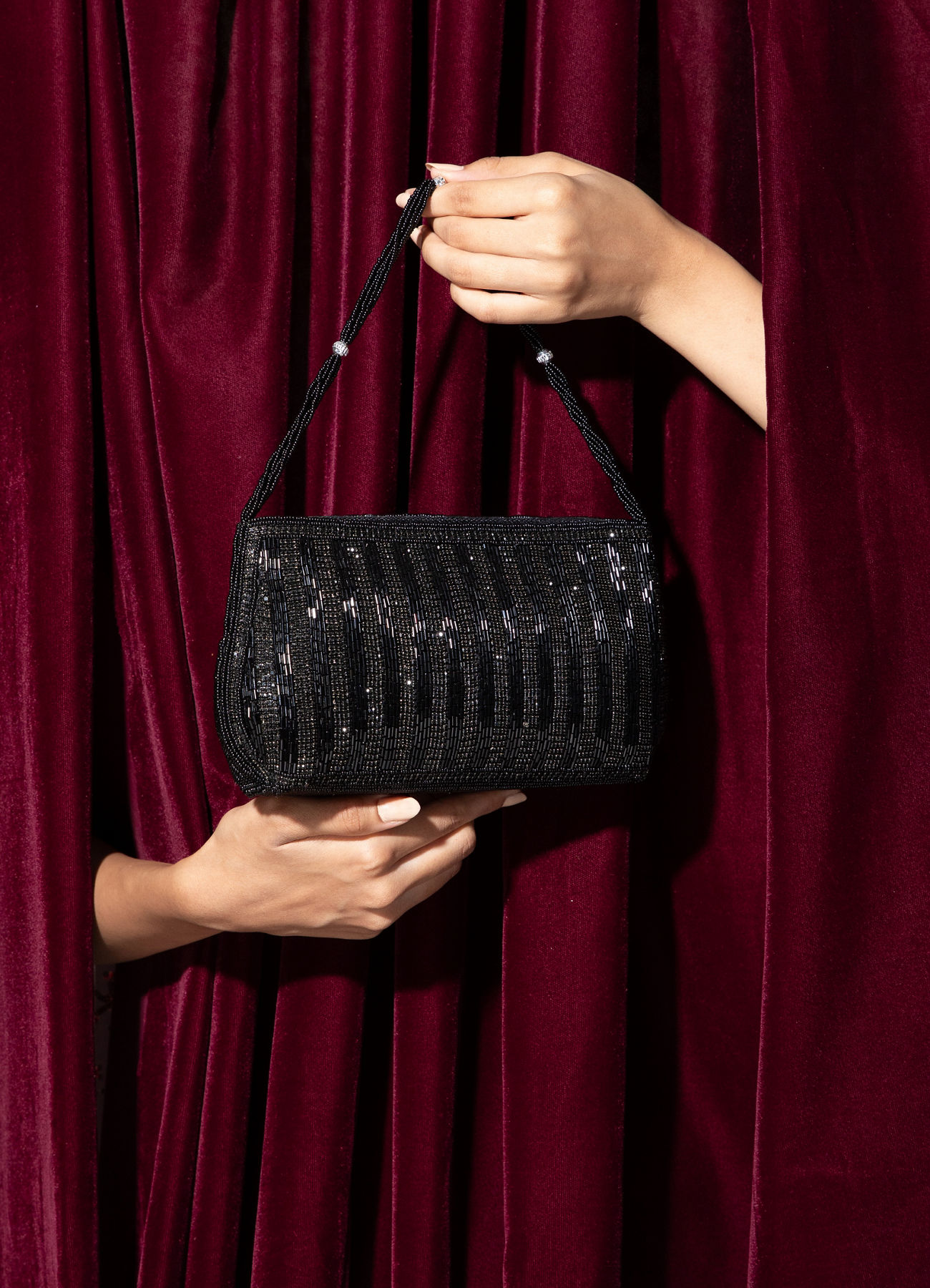 Mohey Women Elegant Black Silk Bag