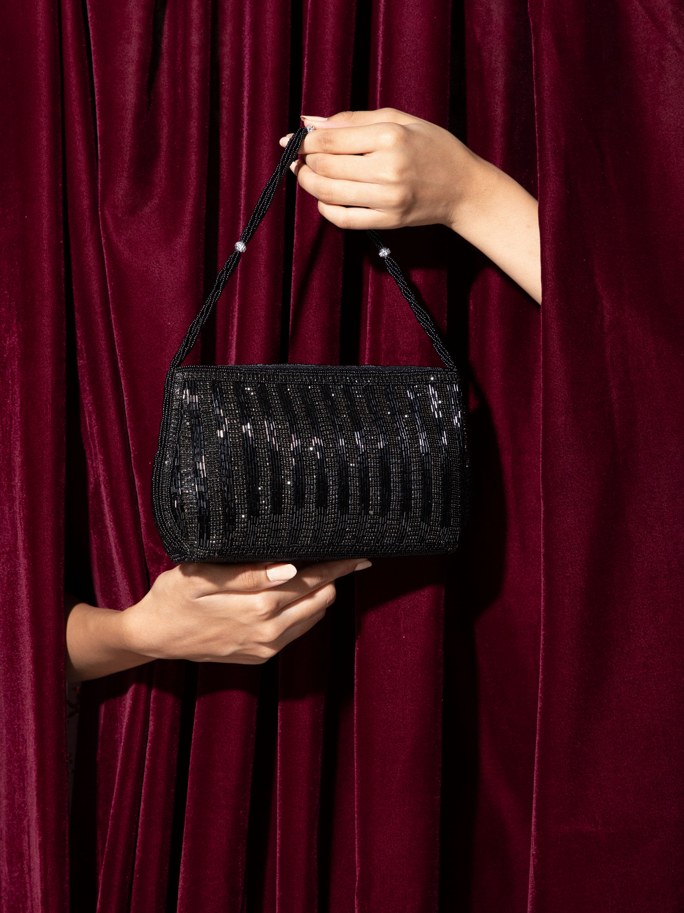 Mohey Women Elegant Black Silk Bag