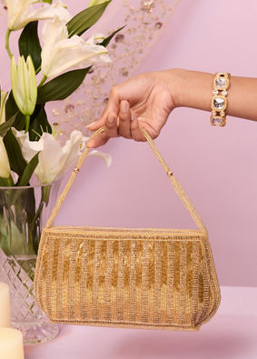 Mohey Women Elegant Beige Art Silk Bag