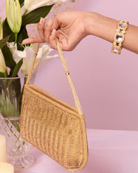 Mohey Women Elegant Beige Art Silk Bag