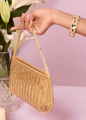 Mohey Women Elegant Beige Art Silk Bag