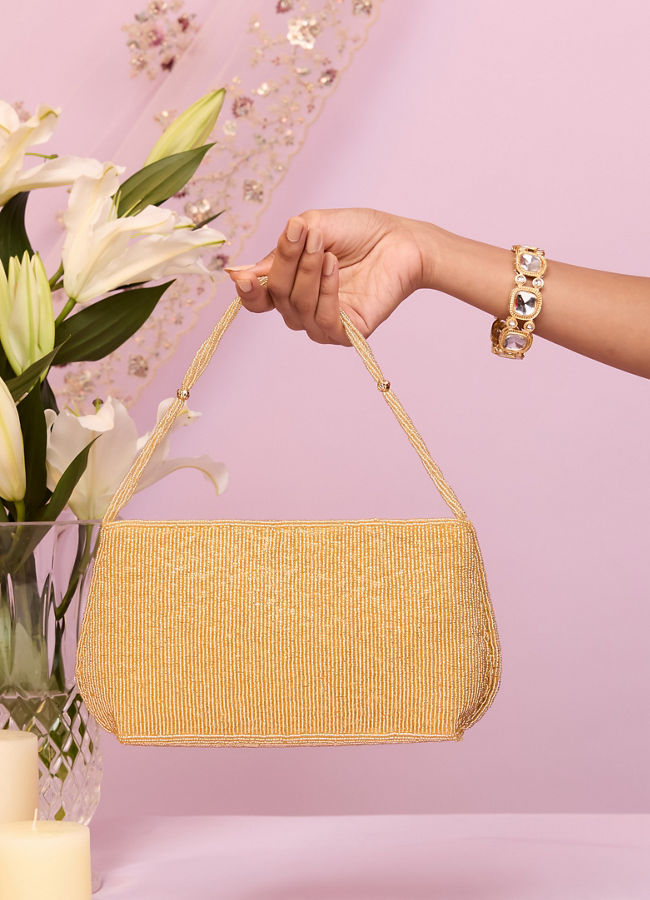 Mohey Women Elegant Beige Art Silk Bag