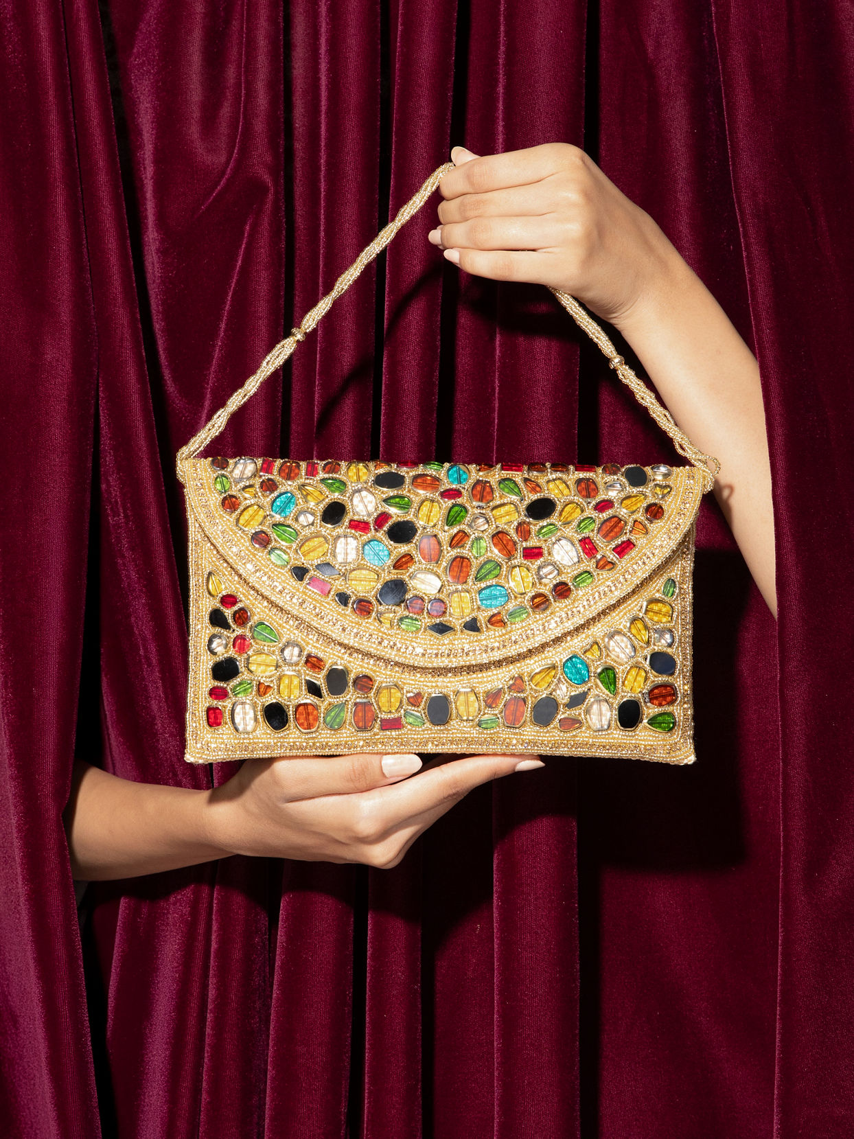 Mohey Women Fawn Coloured Party Bag