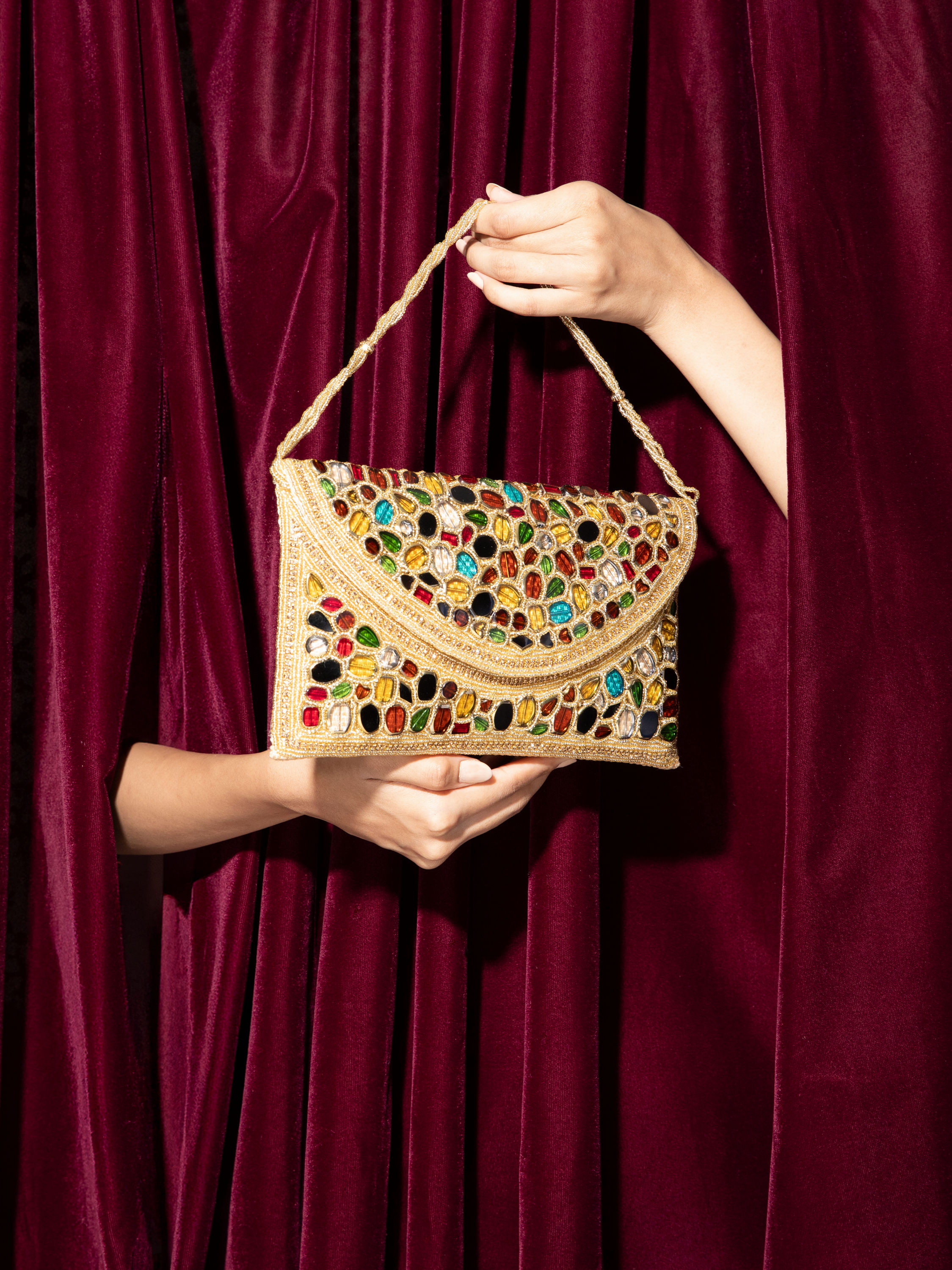Mohey Women Fawn Coloured Party Bag