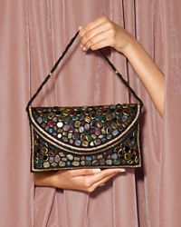 Mohey Women Black Jute Celebration Bag