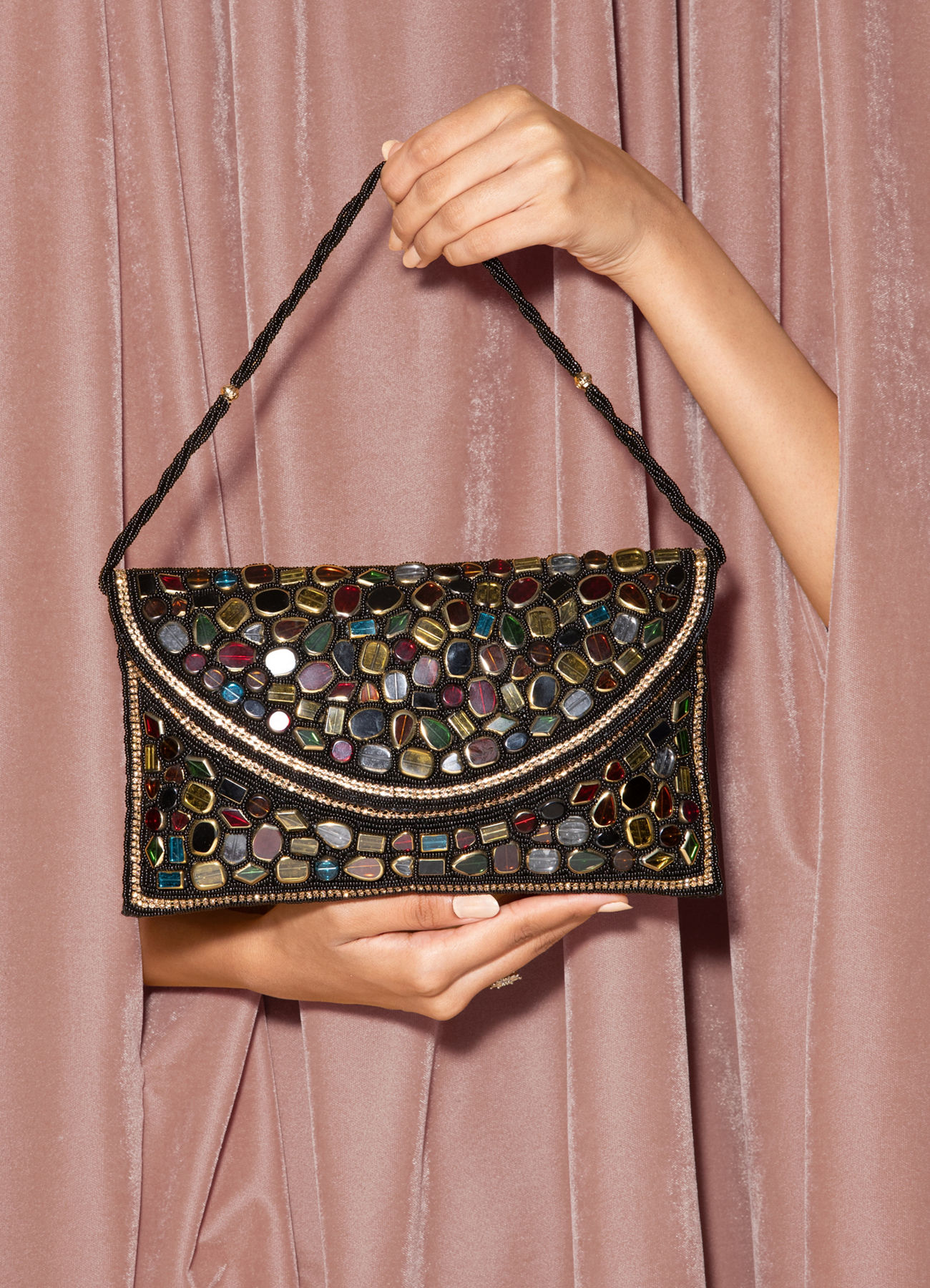 Mohey Women Black Jute Celebration Bag