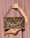 Mohey Women Beige Tassel Accent Envelope Bag