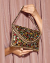 Mohey Women Beige Tassel Accent Envelope Bag