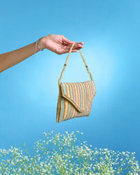 Mohey Women Beige Art Silk Festive Envelope Bag