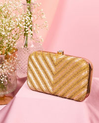 Mohey Women Elegant Shimmer Gold Clutch Bag