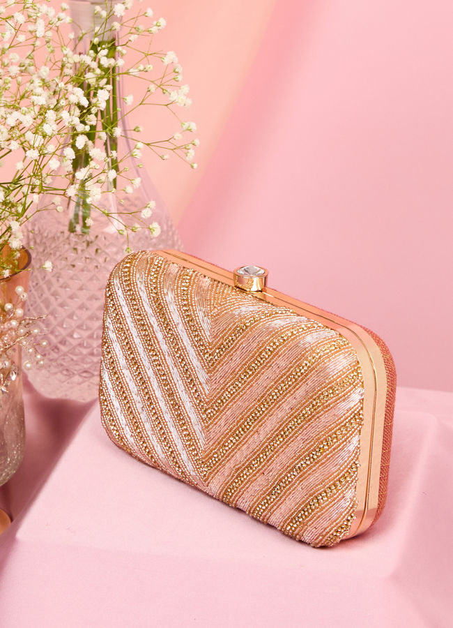Mohey Women Dusty Pink Festive Clutch Bag