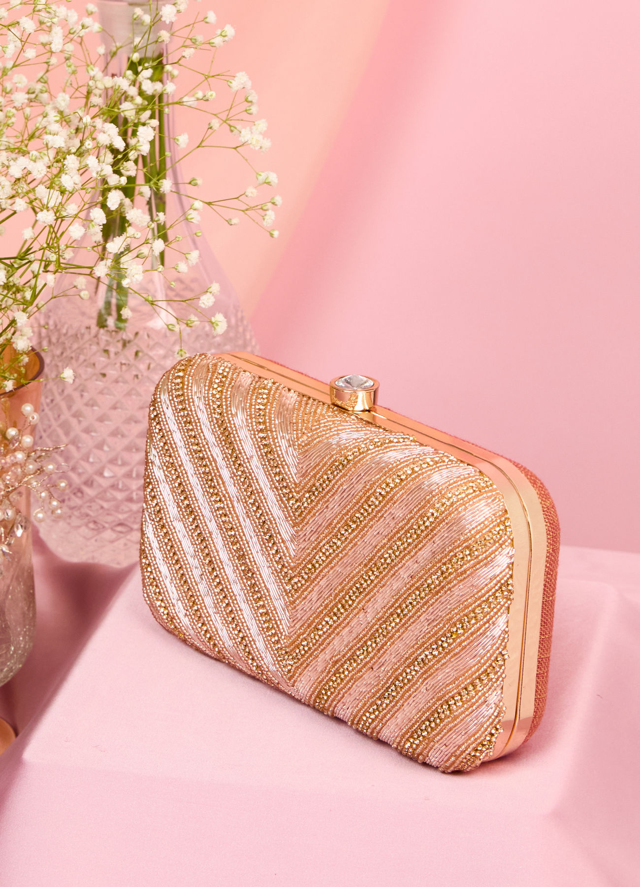 Mohey Women Dusty Pink Festive Clutch Bag