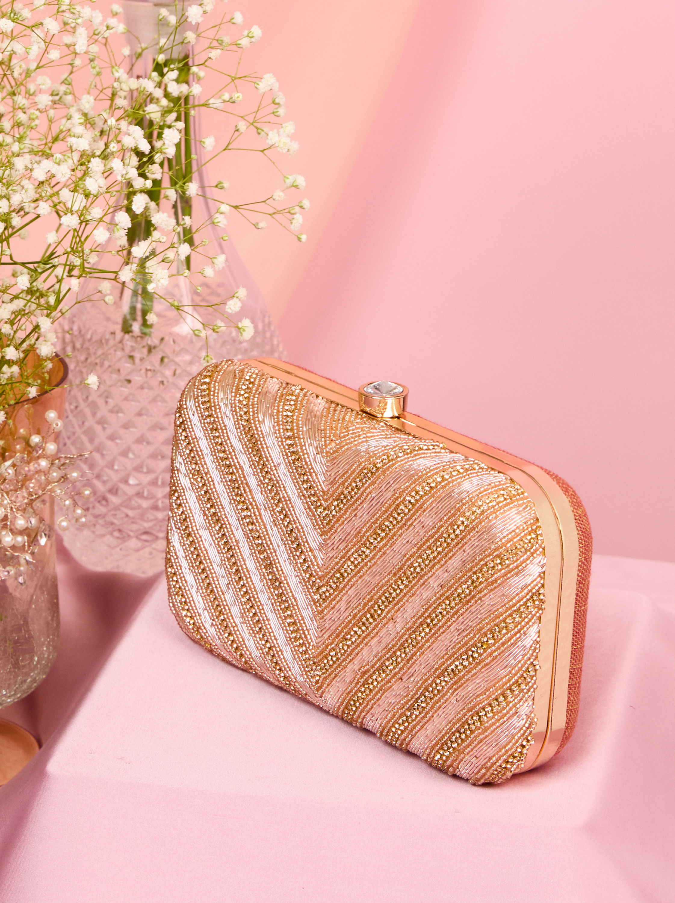 Mohey Women Dusty Pink Festive Clutch Bag