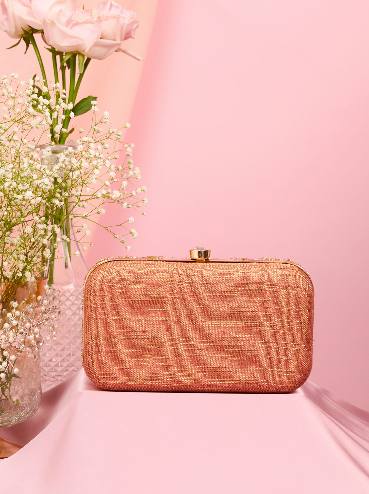 Mohey Women Dusty Pink Festive Clutch Bag