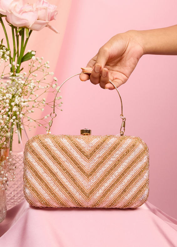 Mohey Women Dusty Pink Festive Clutch Bag