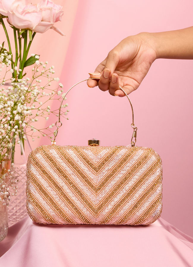 Mohey Women Dusty Pink Festive Clutch Bag