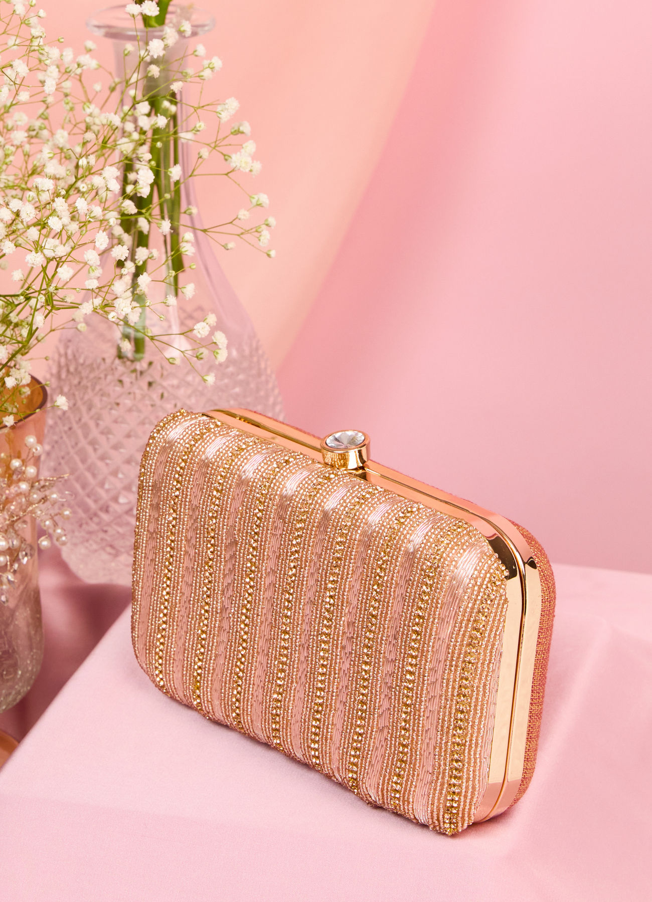Mohey Women Dusty Pink Exquisite Clutch Bag