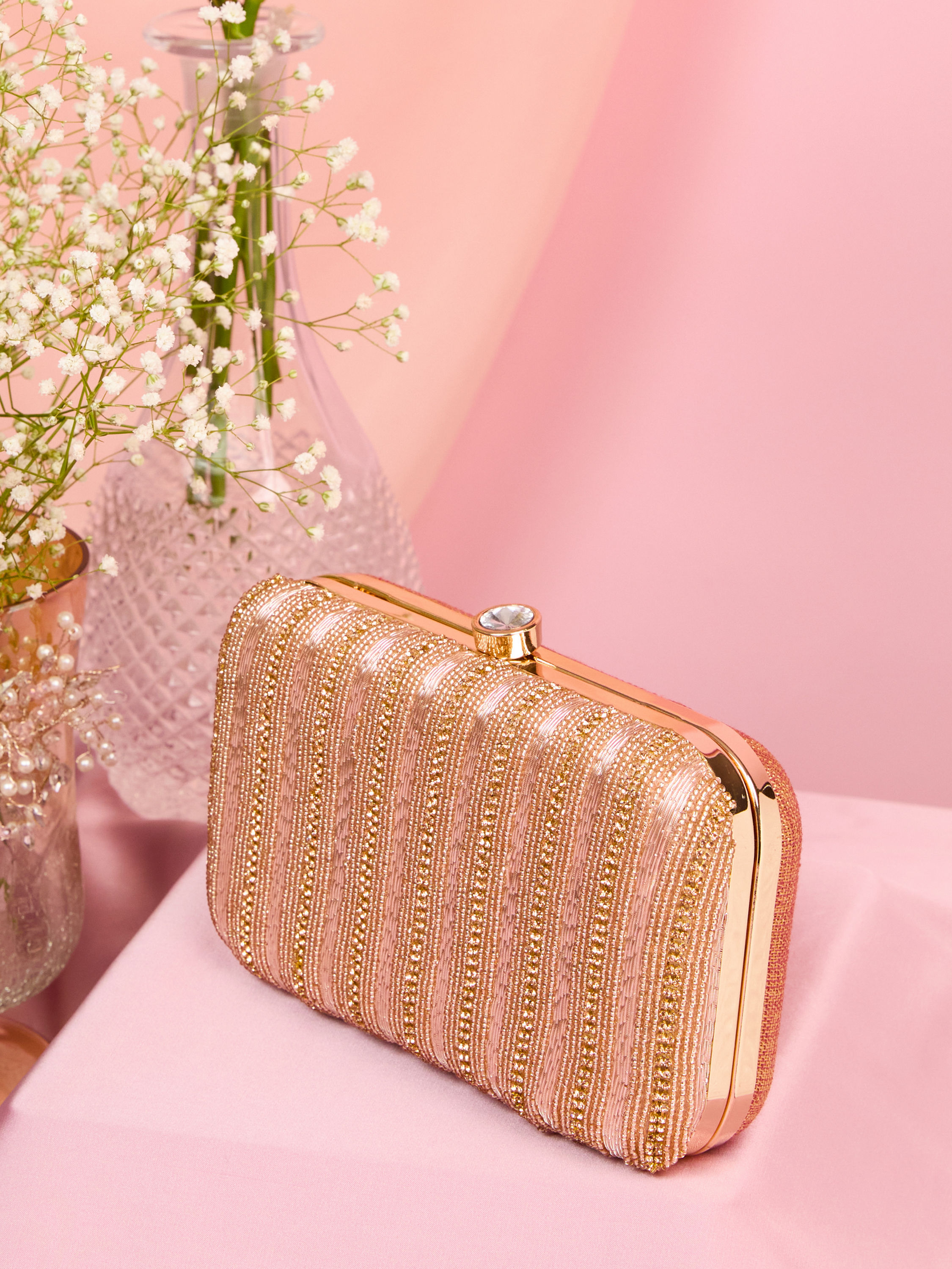 Mohey Women Dusty Pink Exquisite Clutch Bag