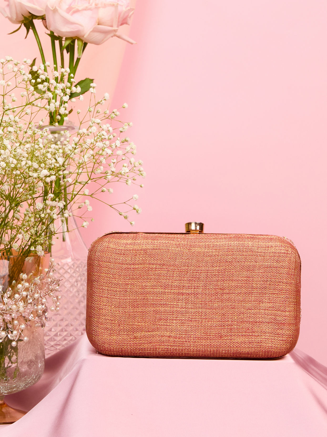 Mohey Women Dusty Pink Exquisite Clutch Bag