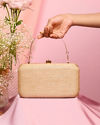 Mohey Women Elegant Beige Art Silk Clutch Bag