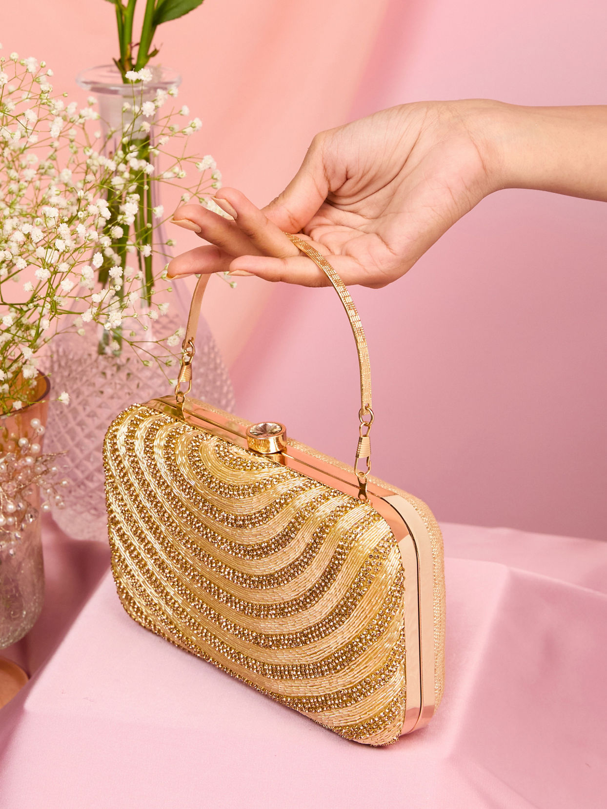 Mohey Women Elegant Beige Clutch Bag