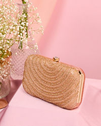 Mohey Women Dusty Pink Art Silk Clutch Bag