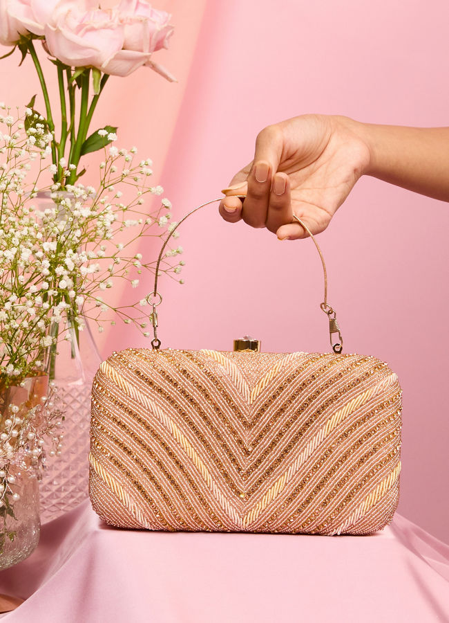 Mohey Women Dusty Pink Festive Handbag Clutch Bag