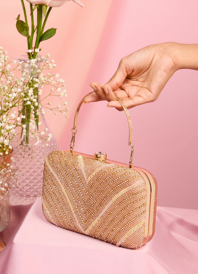 Mohey Women Dusty Pink Festive Handbag Clutch Bag