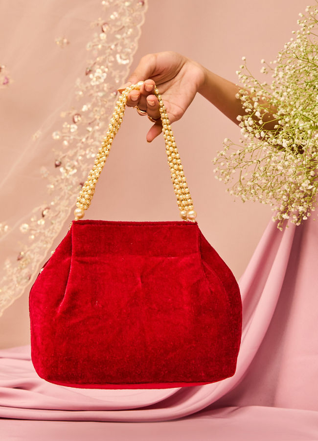 Mohey Women Maroon Artistic Silk Bag