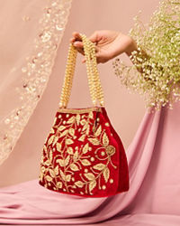 Mohey Women Maroon Artistic Silk Bag