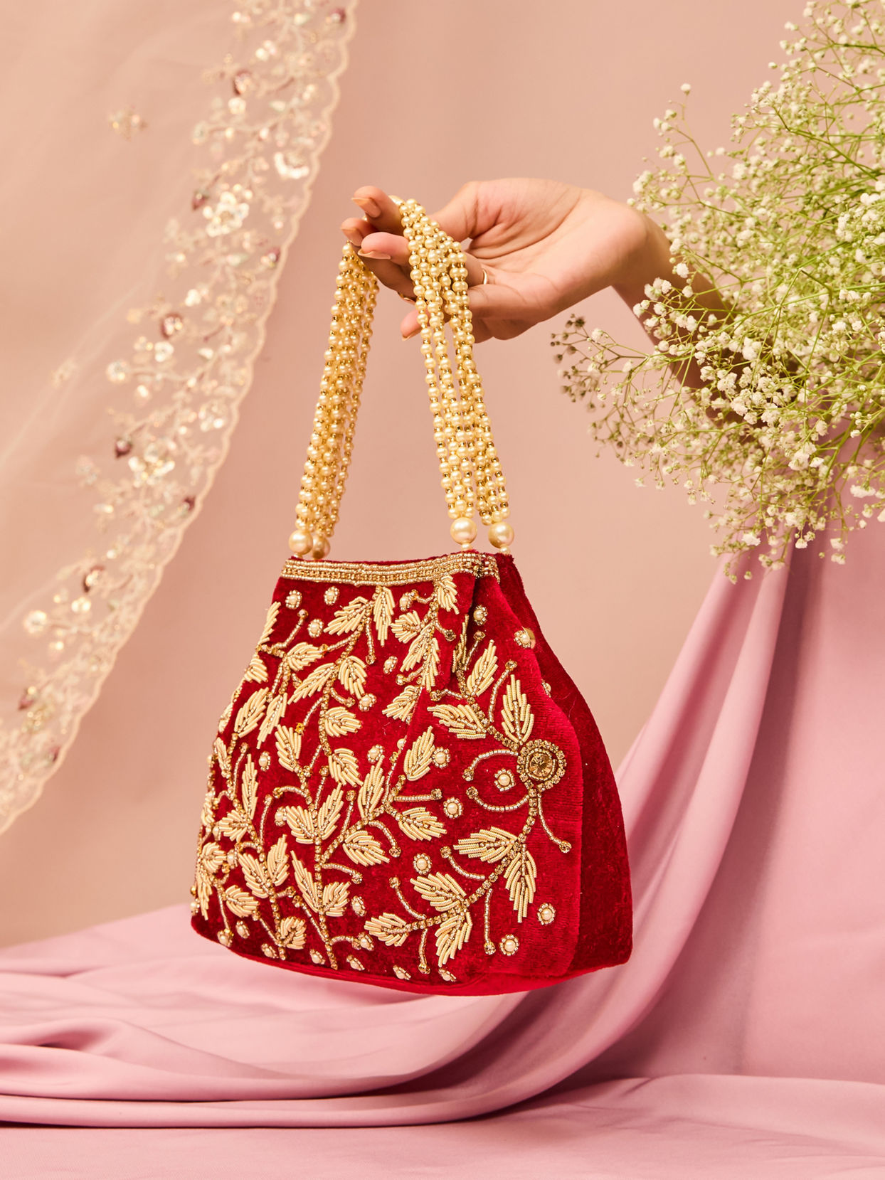 Buy Maroon Artistic Silk Bag Online in the USA @Mohey - Bag for Women