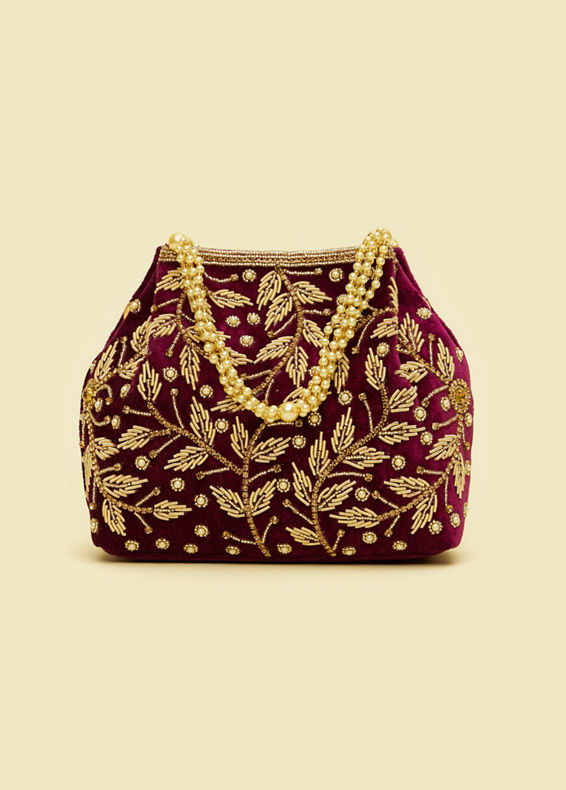 Mohey Women Wine Silk Elegance Bag